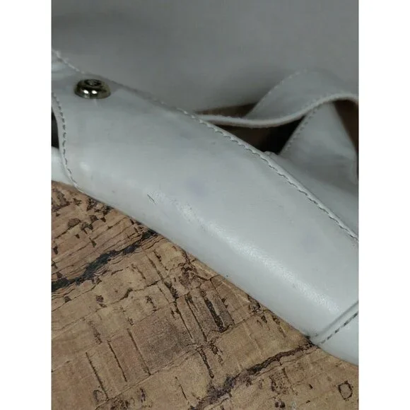 G by Guess Women's White Faux Leather 5" Cork Wedge Heel Strappy Sandal 8.5 M - Picture 12 of 12